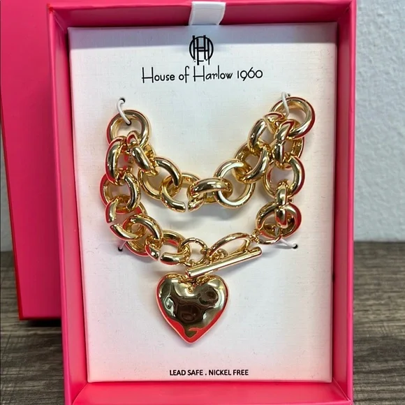 House of Harlow 1960 |Chain Bracelet with Heart Charm ✨ - Picture 1 of 7